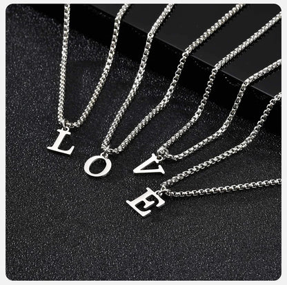 Vnox Simple A-Z Letter Necklace for Men, Waterproof Stainless Steel 26 Letters Pendant Necklace，Men’s Minimal Initial Necklace