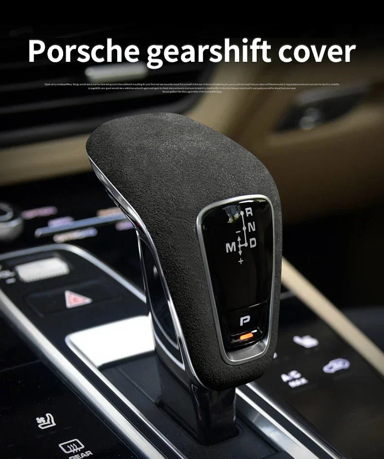 Suede Wrap Car Gear Shift Knob ABS Trim Cover Sticker For Porsche Cayenne 2018 2019 2020 2021 Coupe Turbo S Accessories