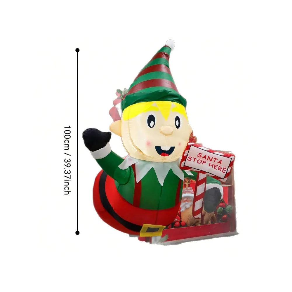 Christmas Inflatable mold LED Decorations Hanging Elf Santa on Bear Reindeer Sleigh Blow Up Outdoor Yard  Holiday Christmas Eve