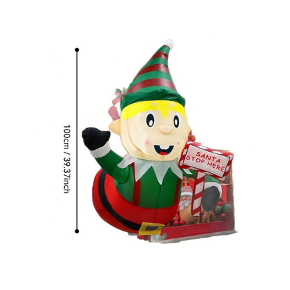 Christmas Inflatable mold LED Decorations Hanging Elf Santa on Bear Reindeer Sleigh Blow Up Outdoor Yard  Holiday Christmas Eve
