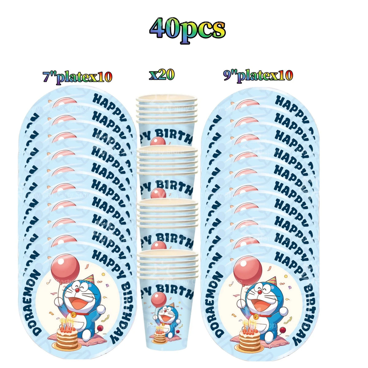 Cartoon Doraemoned Birthday Party Decoration Tableware Cup Plate Tablecloth Napkin Backdrop Cartoon Cat Party Favors Supplies