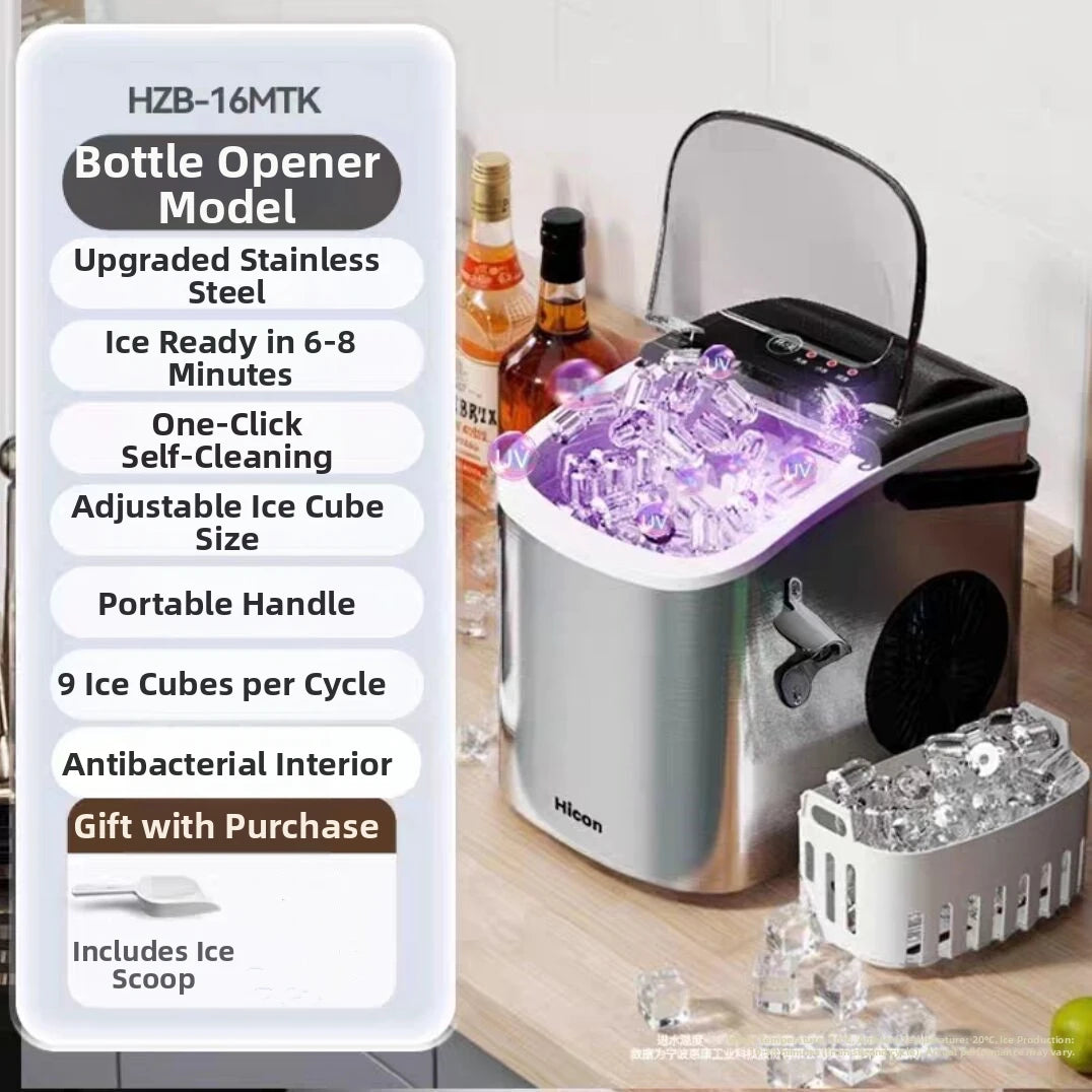 220V Portable Ice Maker Machine for Home & Camping Quick Ice Self-Cleaning Small Ice Machine For HomeOutdoor Energy Efficien