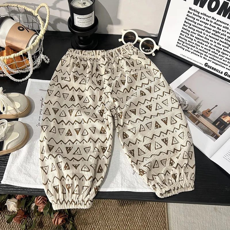Autumn Children Girl Harem Pant Plaid Toddler Kid Boys Trousers Loose Elastic Waist Casual Little Boys Pant