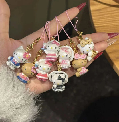 New In Stock Cute Black Leather Kt Cat Jewelry Pendant Blind Box University Kt Cat Phone Case Hanging Decoration Surprise Gift