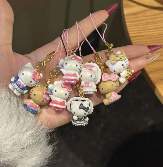 New In Stock Cute Black Leather Kt Cat Jewelry Pendant Blind Box University Kt Cat Phone Case Hanging Decoration Surprise Gift