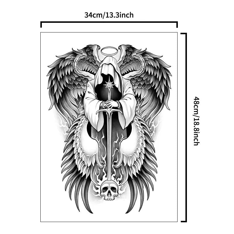Judgment Angel Waterproof Temporary Tattoo Sticker, Long-lasting Waterproof for 1-2 Weeks, Realistic Semi-Permanent Fake Tattoo
