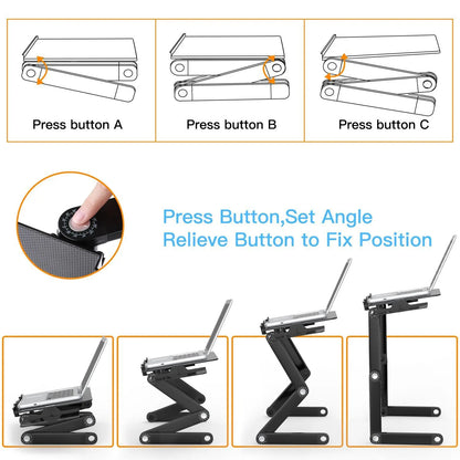 Aluminum Alloy Laptop Table Folding Notebook Desktop Stand With Cooling Fan Bed Laptop Tray Desk Study Desk Bed Office Bookshelf