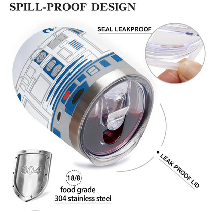 20Oz R2-D2 Robot print Vacuum Tumbler cup Stainless Steel Double wall Insulated water bottle with Lid keep Cold\ Hot drink gift