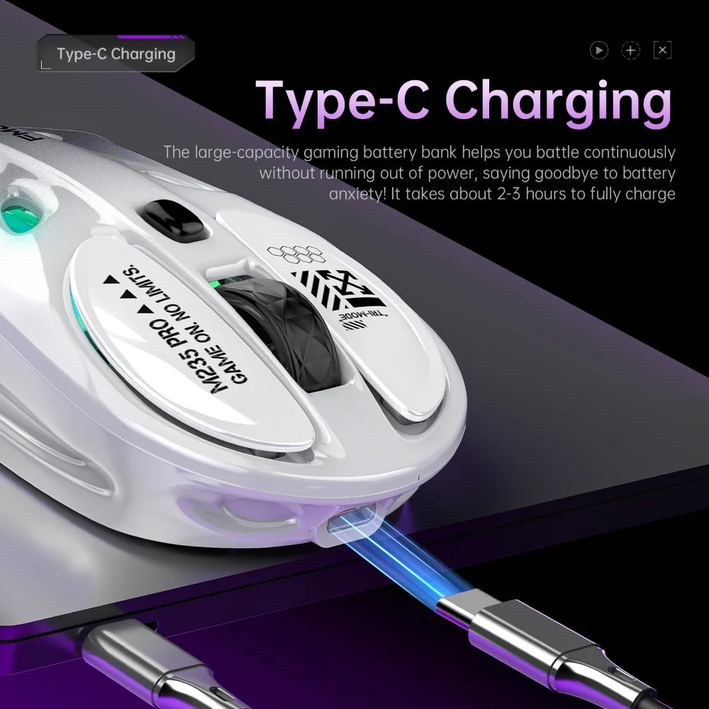 Bluetooth wireless mouse Rechargeable e-sports three-mode laptop office game RGB hollow lightweight For Tablets Laptop