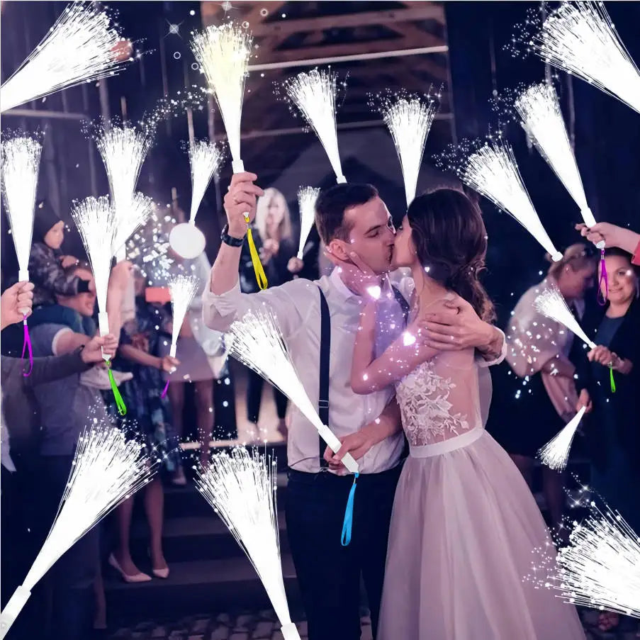 8-200PCS White Fiber Optic Wands Wedding Light Up Fiber Party Wands Flashing Glow Sticks for Dark Wedding Party Favors Birthday