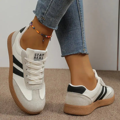 Lightweight Comfortable Sneakers for Women Fashion Striped Lace Up Sports Shoes Woman Casual Breathable Green Sneakers Plus Size