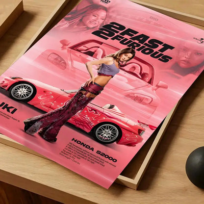 Movie Fast & Furious Poster Self-adhesive Art Waterproof Paper Sticker Coffee House Bar Room Wall Decor