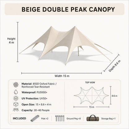 Waterproof Canvas Lotus Tipi Tent Wood Pole Glamping Tent Outdoor Resort Camping Wedding Event Custom Design