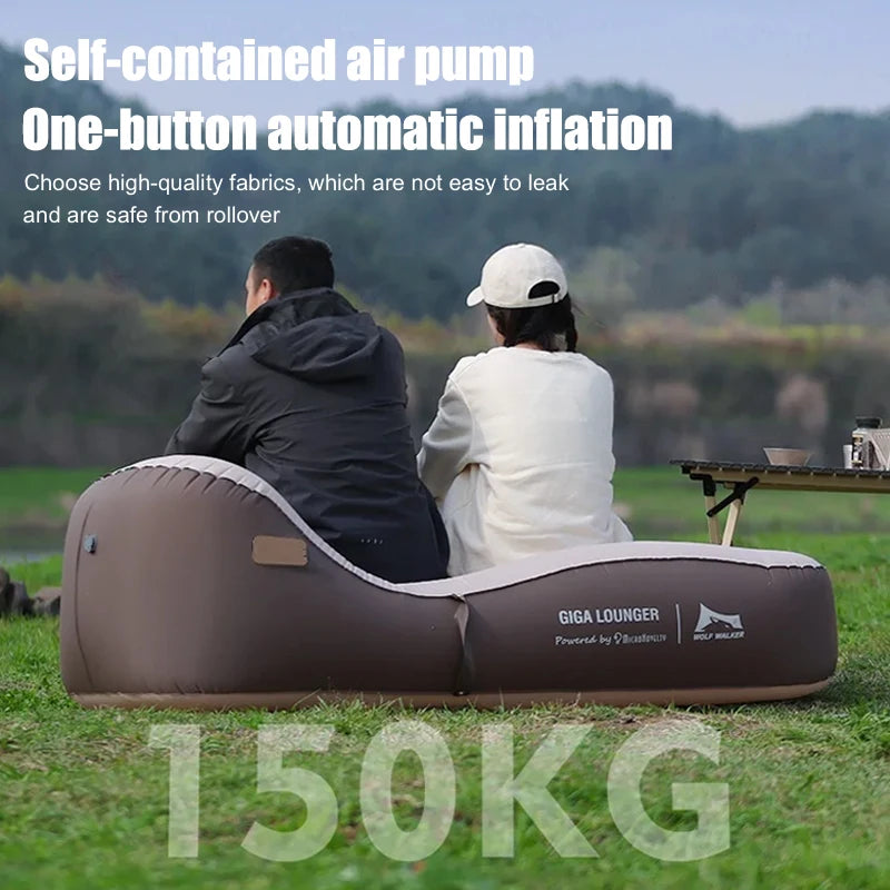 One Click Automatic Inflatable Lounge Chair, Lightweight Inflatable Sofa for Travel - USB Rechargeable, Outdoor Camping Sofa Bed