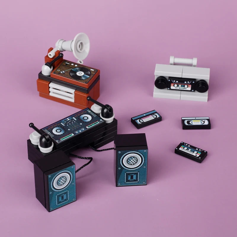 MOC City Music Building Blocks Street View House Recorder DJ Station Jukebox Accessories DIY Bricks Friends Assemble Toys Gifts