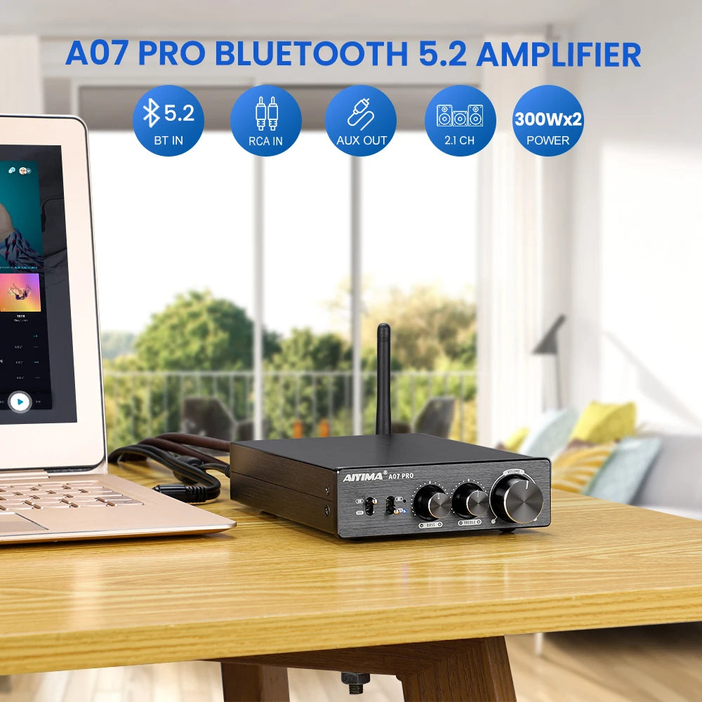 AIYIMA A07 PRO TPA3255 Bluetooth Power Amplifier Audio Amplifier 2.0 Stereo Speaker Amplifiers HiFi Amplificador Amp 300Wx2