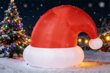 8.2FT Christmas Inflatable Santa Hat Blow up Yard Outdoor Decoration with Built in LED Lights, Lighted Blow-up Funny Lawn Outsi