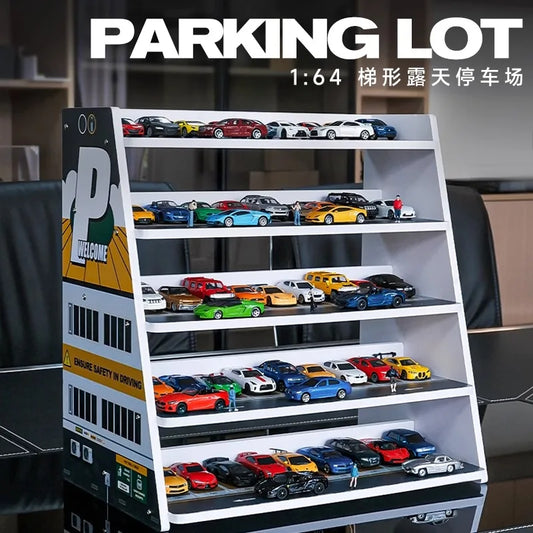 Collector 1/64 Trapezoidal Parking Lot Storage Rack Alloy Car Model Display Box Outdoor Miniature Scene Model Collect Ornaments