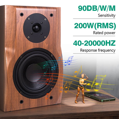 6.5 Inch Bookshelf Speaker HIFI 20~200W Wooden Passive 4Ohm Audio Monitor Speaker Music Player For Sound Amplifier Home Studio