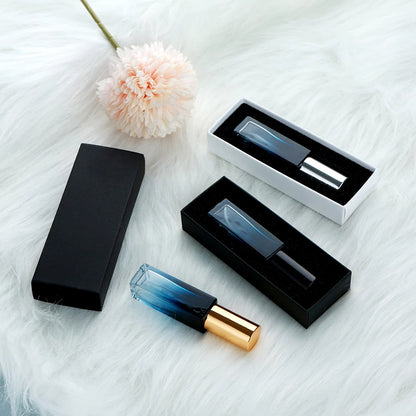 10PCS 10ml Blue Gradient Perfume Bottle Square Glass Spray Bottle with Box Travel Portable Sample Fragrance Atomizer