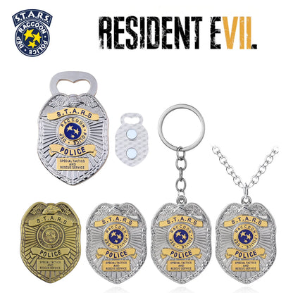 Game Resident Evil Keychain Raccoon City Eagle Logo Fridge Magnet Bottle Opener Police Department Badge Role Playing Gift