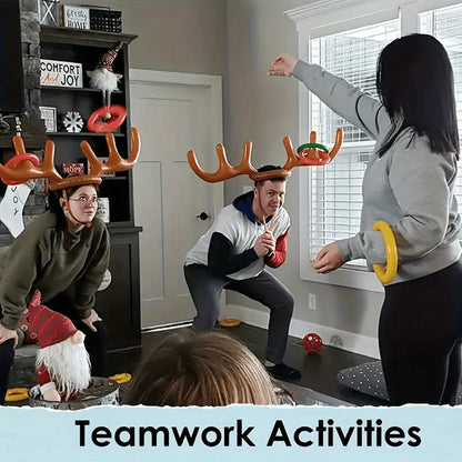 1/2pcs Inflatable Reindeer Antler Ring Toss Party Game Set Christmas Party Games New Year's Eve Birthday Party Decorations