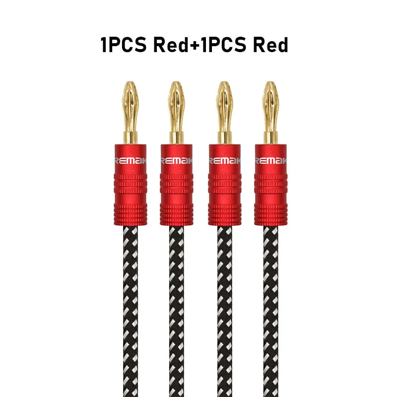 Speaker Cable Wire with Dual Gold Plated Banana Plugs 14AWG Tinned Copper Speaker Wire Premium Heavy Duty Braided Speaker Cable