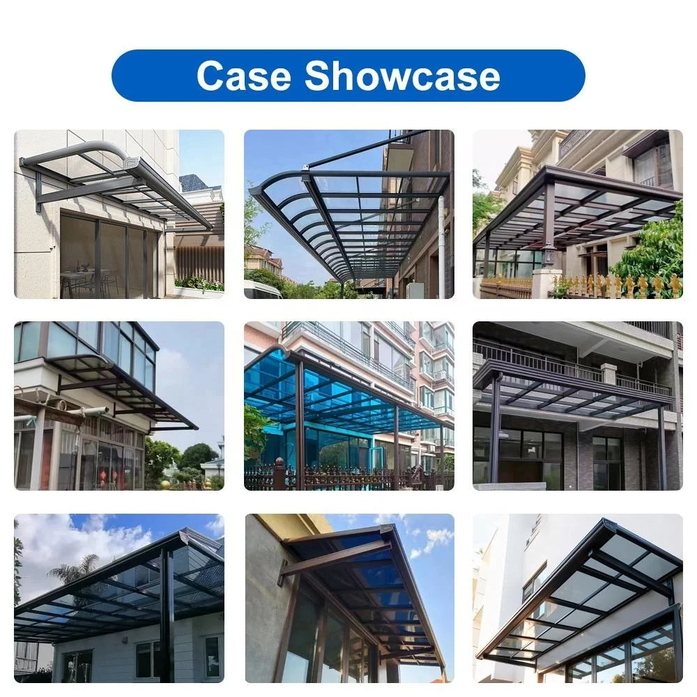 Modern Outdoor Aluminium Carport 2-Car Parking Waterproof Polycarbonate Flat Roof Sleek Metal Design Outdoor Parking Garage Shed