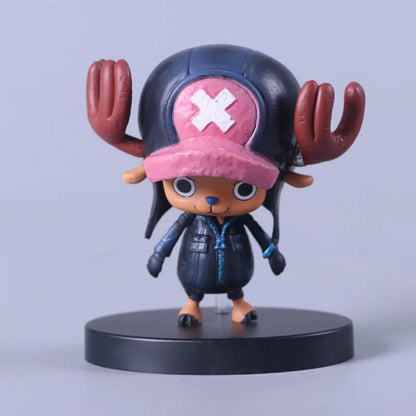 Anime One Piece Brook Chopper Usopp Robin Franky Black Suit Ver. PVC Action Figure Game Statue Collectible Model Toys Doll 17cm