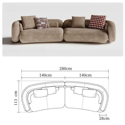 Small Apartment Bezier Sofa, Modern Italian Curved Irregular Fabric Couch, Detachable Washable Straight Row Living Room Sofa