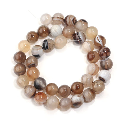 1 String 4/6/8/10/12mm Light Brown Striped Agate Beads Natural Stone Beads for Jewelry Making DIY Bracelet Necklace Supplies