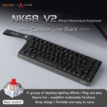 AJAZZ NK68V2 Single-Mode Wired Mechanical Keyboard Portable Gaming Keyboard RGB Hot-Swappable PC Lightweight Mechanical Keyboard