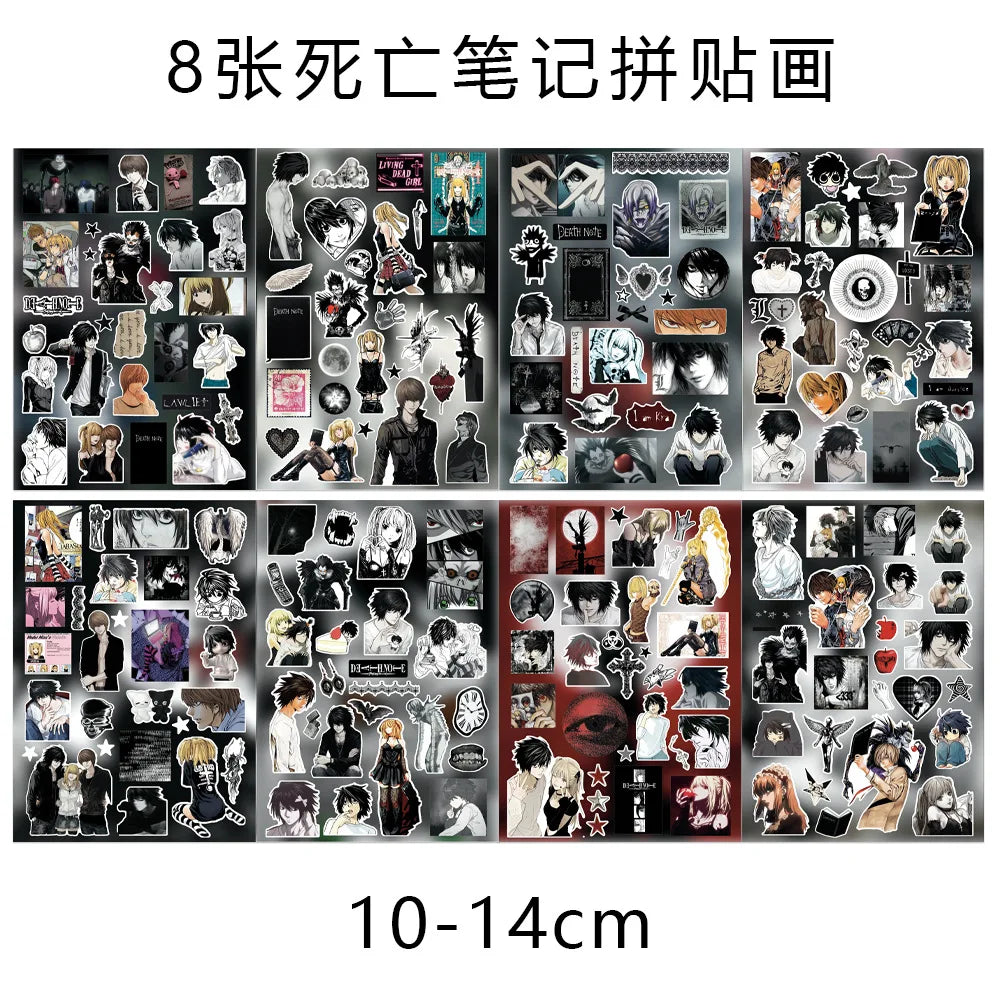 8pcs Death Note Cut Film Stickers Anime Simple and Creative Surrounding Materials Waterproof Stickers