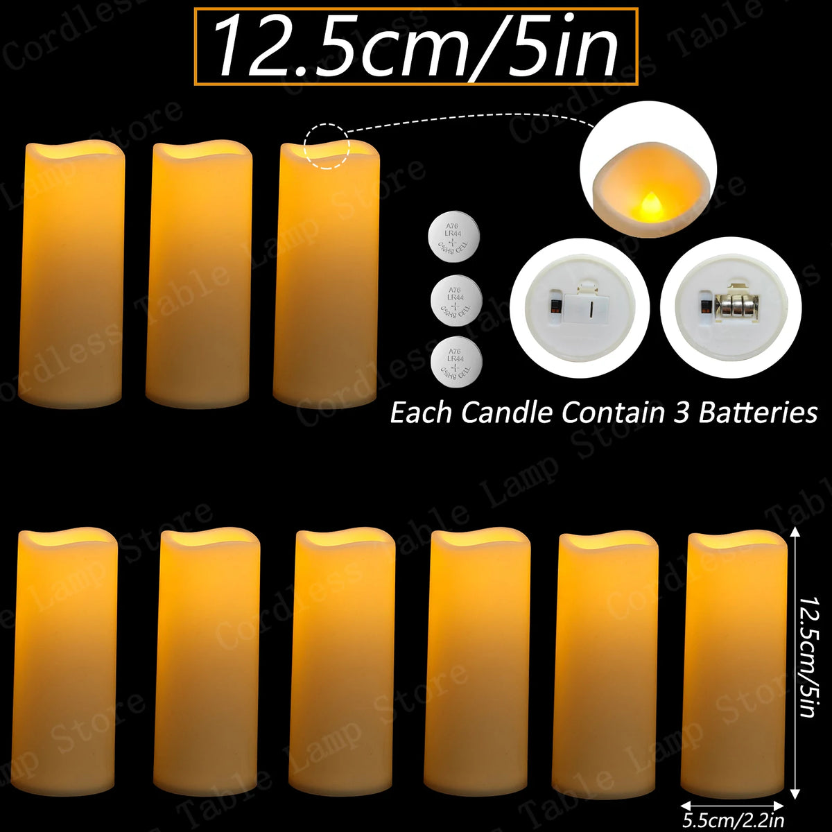 9-300Pcs Led Candles for Wedding Artificial Candle Concert Flameless Candle Battery Operated Pillar Candle for Table Centerpiece