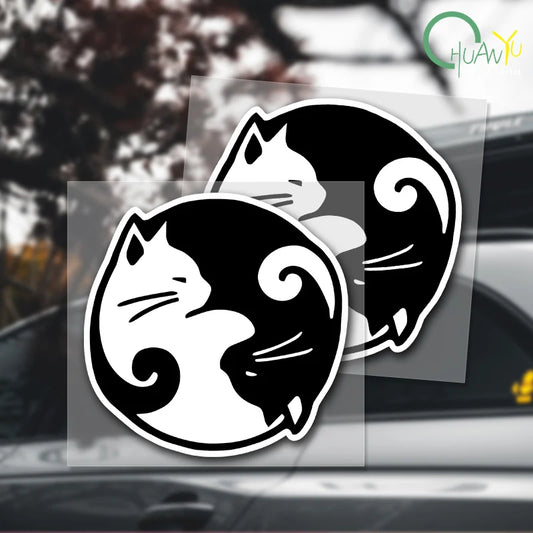Cat Yin Yang Vinyl Decal Car Sticker Waterproof Car Decoration Body Bumper Rear Window Laptop Sticker
