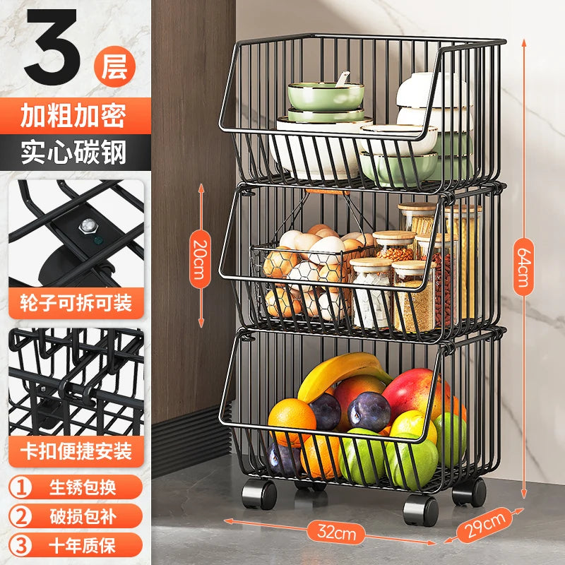 주방수납 Rolling Storage Cart Multipurpose Rustproof Modern Storage Cart Kitchen Multi-layer Trolley with Wheel Kitchen Furniture