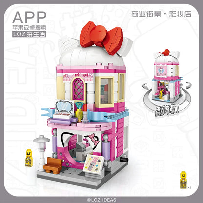 LOZ Blocks FUN Ideas Mini Street Store Toy Small Flower Pisa Shop Brinquedos MOC City House Food Building Bricks Girl Gifts