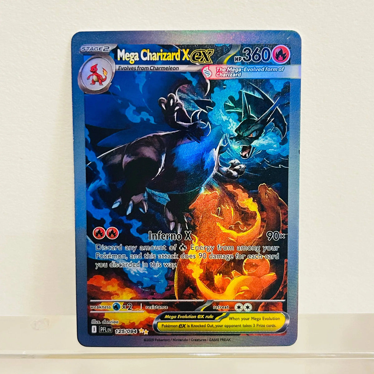 Mega Charizard X ex Full Art Holo DIY Textured Premium Anime Collectible Card