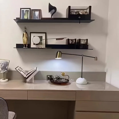 1pcModern Minimalist Floating Shelf-Mounted Bookcase & Display Shelf with Heavy-Duty Iron, Black/White Suitable for Home Office