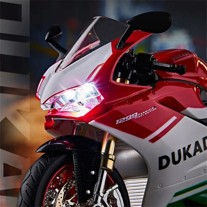Key Start 1:9 1199 Panigale Alloy Racing Motorcycle Model Diecast Track Sports Motorcycle Model With Spray Sound Light Kids Toys
