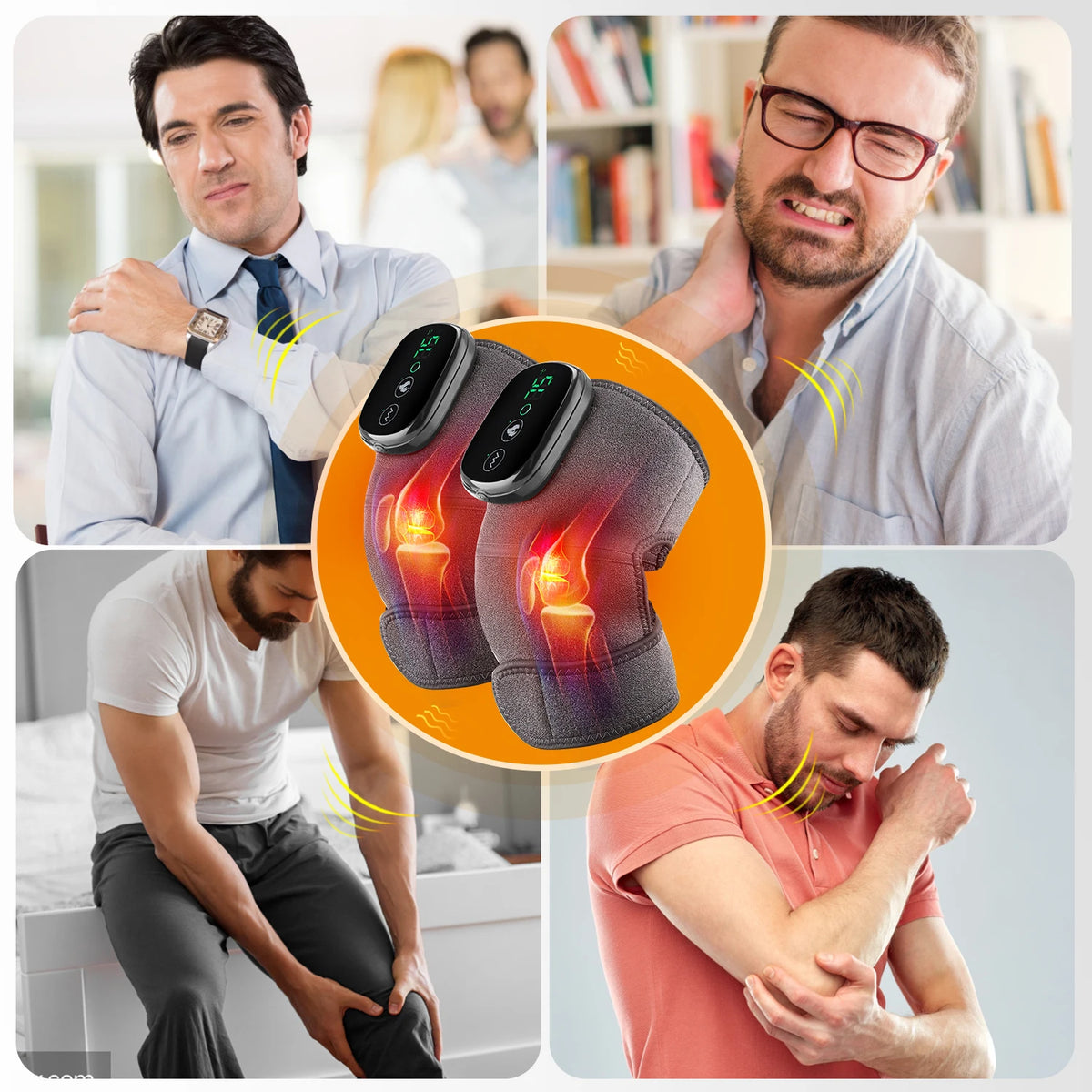 3 in 1 Electric Massager for Knee Shoulder Elbow Leg 5000mAh Battery Heating Knee Brace, Rechargeable Vibration Massage Wrap