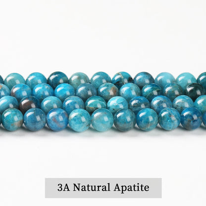 Natural Apatite Stone Bead Round Loose Spacer Blue Gems Bead for Jewelry Making DIY Bracelet Necklace Accessroies 4 6 8 10mm