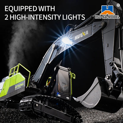 Huina 1661 339D 13-channel R/C Excavator 1/18 Remote Controlled Car Alloy Bucket Digging Smoking Truck Vehicles Model For Gifts
