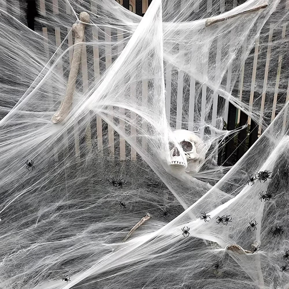 Halloween Decoration Spider Web,Artificial Cobweb,Stretchy Cobweb With Spider,Horror Gothic Haunted House Home Decor