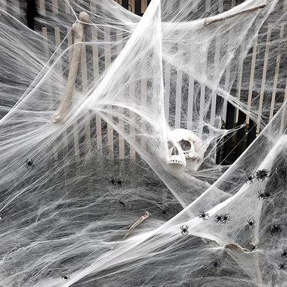 Halloween Decoration Spider Web,Artificial Cobweb,Stretchy Cobweb With Spider,Horror Gothic Haunted House Home Decor
