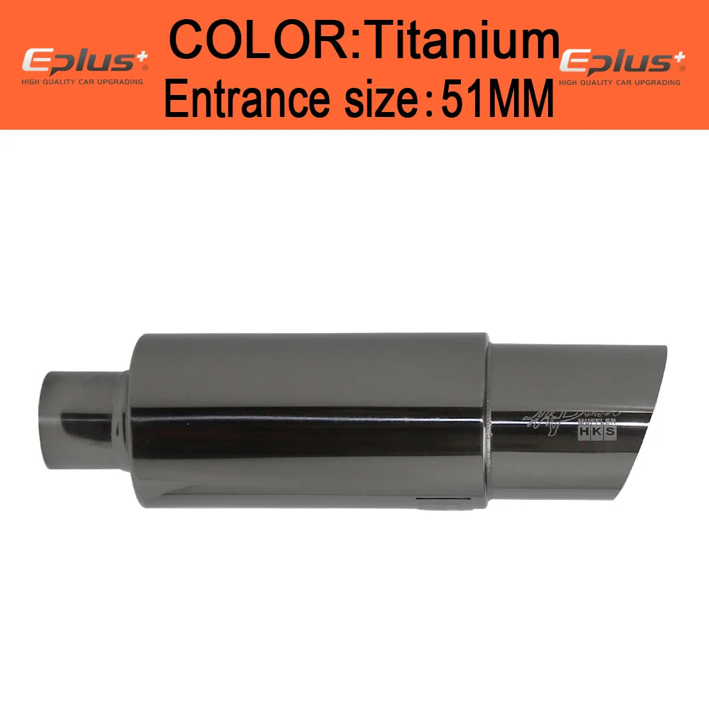 Stainless Steel Car Exhaust Pipe Straight drum Muffler Tail Pipe High Quality Universal O.D 51 57 63mm Outlet 89mm Length 370mm