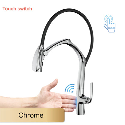 AITANA Gun Grey Luxury Brass LED Display Kitchen Faucet，Touchless Sensor，Pull-Out 3-Function Spray Water-Saving SinK Mixer
