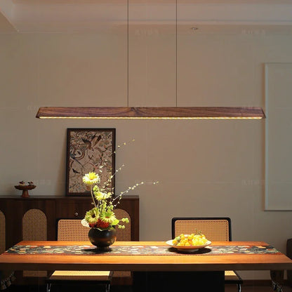 2026 New Restaurant Chandelier Made Of Solid Wood For Eye Protection Minimalist Office Tea Room Long Straight Table Hanging Lamp