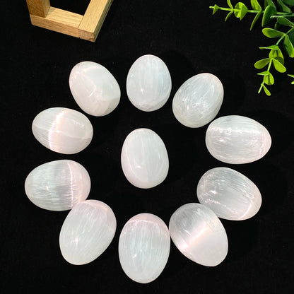 Random 1PC High Quality Natural Selenite Egg,Birthday Gift,Men/Women Gift,Scene Decoration,Crystal Ornaments,Table Decoration.