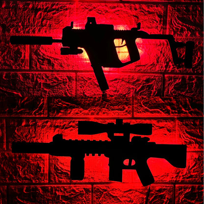 ZK30 creative luminous gun model wall hanging LED wall light wooden board indoor bar decoration USB night light cable 2 meters